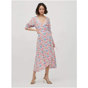 Pale Pink Floral Wrap Midish dress VILA Elegance - Women
