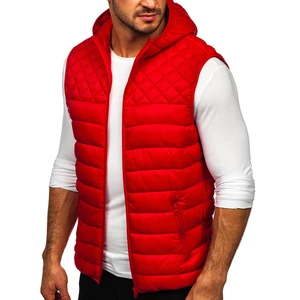Vestă roșie matlasată cu glugă Bolf HDL88003