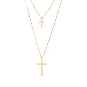 Troli Nadčasový dvojitý pozlacený náhrdelník Křížek