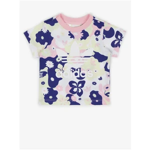 Blue-White Girl Flowered T-Shirt adidas Originals - Girls