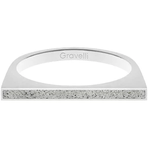 Gravelli Ocelový prsten s betonem One Side ocelová/šedá GJRWSSG121 56 mm