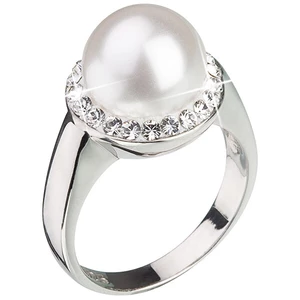 Evolution Group Stříbrný perlový prsten s krystaly Swarovski London Style 35021.1 54 mm