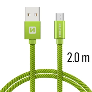 Datový kabel Swissten Textile USB/MicroUSB, 2,0m, zelený