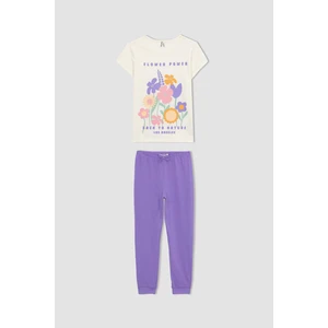DEFACTO Girl Printed Short Sleeve Pajamas Set
