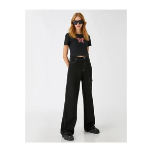 Koton Crop T-Shirt Printed Short Sleeves