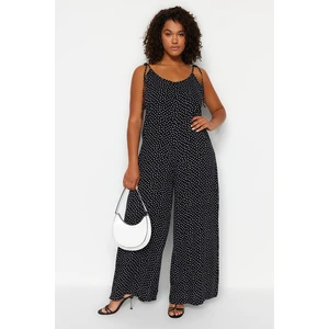 Trendyol Curve Black Floral Patterned Woven Jumpsuit