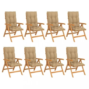 Skládací zahradní židle s poduškami 8 ks teak / látka Dekorhome Béžová,Skládací zahradní židle s poduškami 8 ks teak / látka Dekorhome Béžová