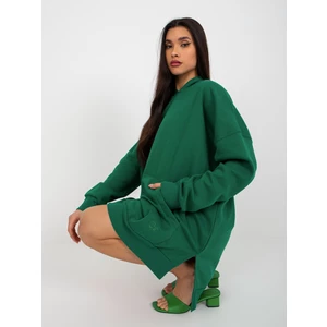 MAYFLIES dark green long oversized kangaroo sweatshirt