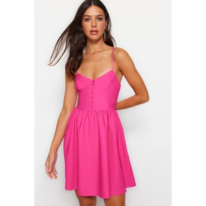 Trendyol Pink Mini Open-Waist Dress with Woven Button Detail