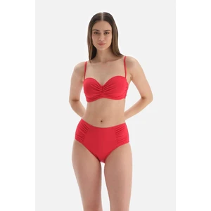 Dagi Red Rise Waist Bottom With Draped Side