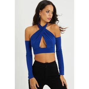 Cool & Sexy Women's Saxtail Open Back Crop Blouse B1729