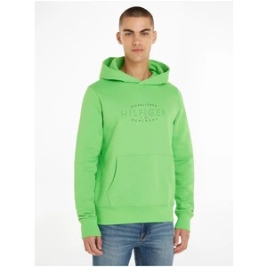 Light Green Mens Sweatshirt Tommy Hilfiger Curve Logo - Men