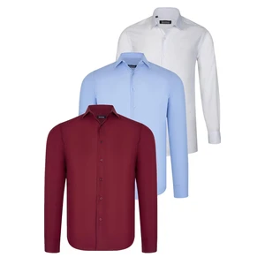 TRIPLE SET G726 DEWBERRY SHIRT-WHITE-BLUE-BURGUNDY