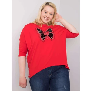 Red cotton blouse with an application