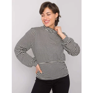 RUE PARIS Black-ecru women's striped blouse