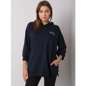 Navy blue cotton sweatshirt with pockets