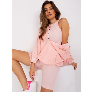 Light pink melange casual set with sweatshirt