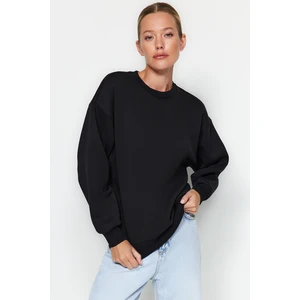 Trendyol Black Thick Fleece Inside Regular/Regular fit Crew Neck Basic Knitted Sweatshirt