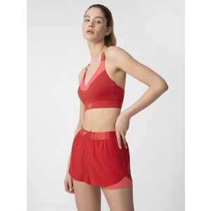 Tréningové šortky 4F dámske, červená farba, jednofarebné, stredne vysoký pás