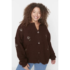 Trendyol Curve Plus Size Cardigan - Brown - Relaxed fit