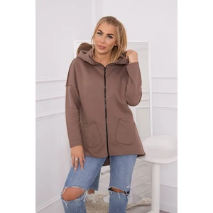 Insulated sweatshirt with longer back and mocca pockets