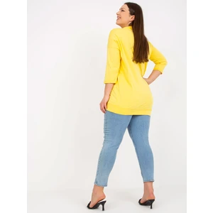 Yellow long blouse of larger size with pocket