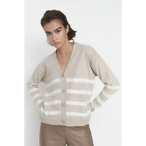 Trendyol Stone Striped Knitwear Cardigan