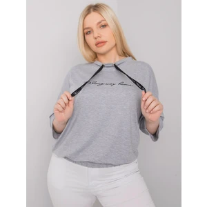 Gray melange women's blouse with drawstrings