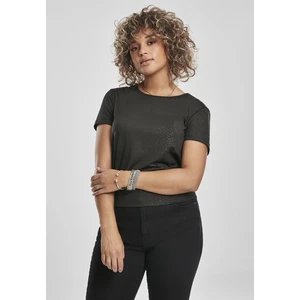 Ladies Stretch Pattern Cropped Tee Black Snake