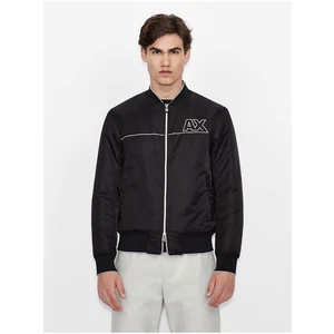 ARMANI EXCHANGE Black Men's Leatherette Bomber with Armani Exchan Finish - Men's