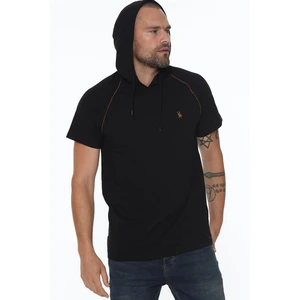 T8570 DEWBERRY HOODED MEN's T-SHIRT-BLACK