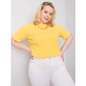 Plus size yellow striped blouse