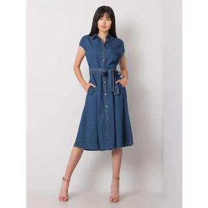 RUE PARIS Dark blue cotton dress