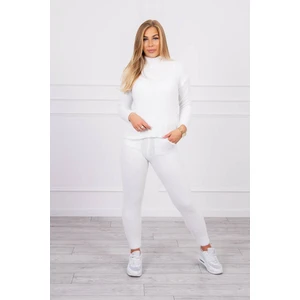 Alpaca sweater set two-piece ecru