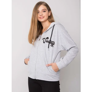 Gray melange sweatshirt with a hood