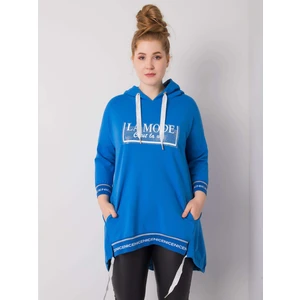 Dark blue women's plus size sweatshirt with pocket