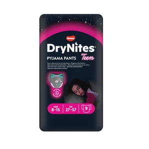 HUGGIES DryNites pre dievčatá 8-15 rokov (27-57 kg), 9 ks - nohavičkové plienky