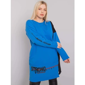 Dark blue tunic of a larger size with long sleeves