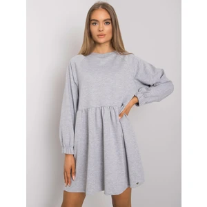 Gray melange basic dress with long sleeves