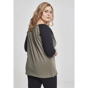 Ladies 3/4 Contrast Raglan Tee olive/black