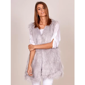 Women´s vest with longer hair, light gray