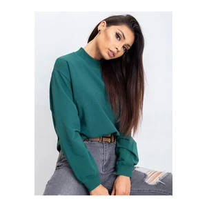 Basic dark green cotton sweatshirt