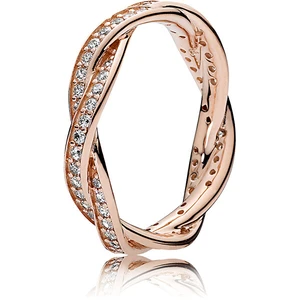 Pandora Propletený bronzový prsten s čirými kamínky 180892CZ 58 mm