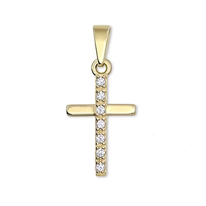 Brilio Prívesok krížik zo žltého zlata s kryštálmi 249 001 00565