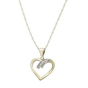 Beneto Pozlaceý stříbrný náhrdelník se srdcem AGS1138/47-GOLD (řetízek, přívěsek)