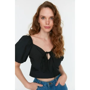 Trendyol Black Balloon Sleeve Crop Blouse