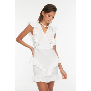 Trendyol White Ruffle Detailed Beach Dress