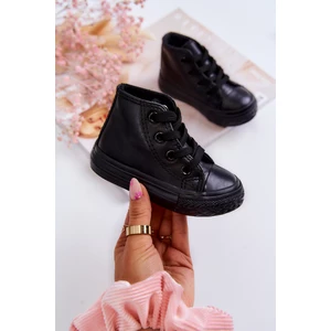 Children's Leather High Sneakers Black Marney