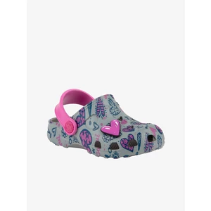 Grey Girly Patterned Slippers Coqui Little Frog - Girls