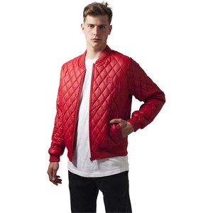 Diamond Quilt Leather Imitation Jacket fire red